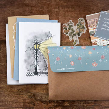 A photo of elegant handmade cards and a greeting card subscription service by Elisabeth Young of Irresistible EnvelopePicture